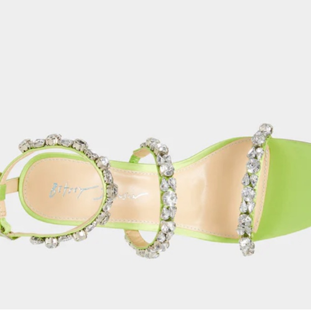 NEW Betsy Johnson SB-Perry Citron Rhinestone Strap Heels - Picture 6 of 6